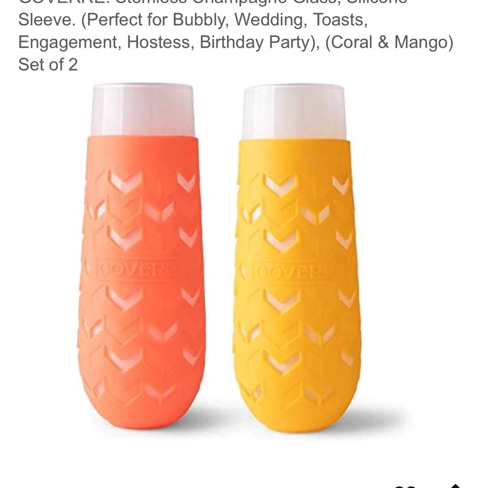 Goverre Silicone Sleeve Champagne White Glass x2 FUN!!! mimosas, brunch, camping